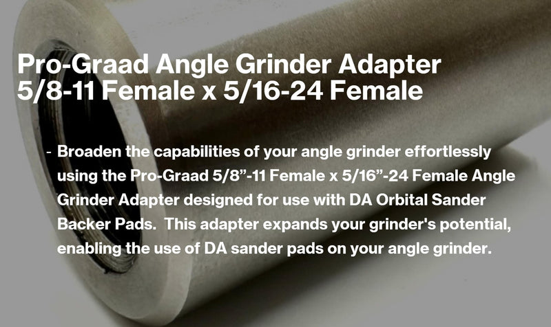 [Australia - AusPower] - 54040 Stainless Steel Angle Grinder Adapter 5/8-11 Female x 5/16-24 Female, Arbor Adapter compatible for use with 5/16”-24 Threaded DA Backer Pads on Angle Grinder with 5/8”-11 5/8-11 Female × 5/16-24 Female Adapter 