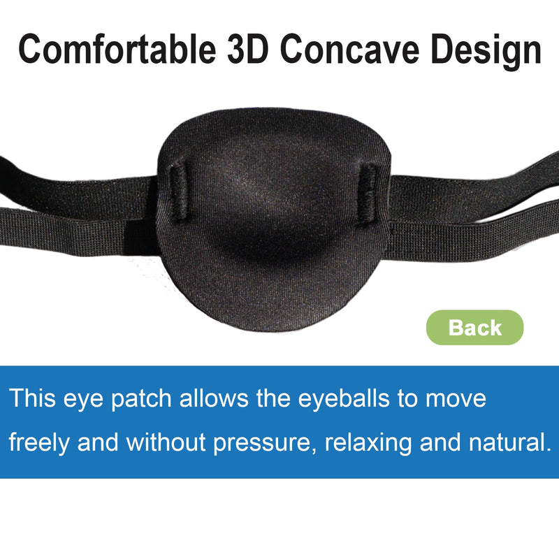 [Australia - AusPower] - 2 Pcs Eye Patches for Adults and Kids,3D Adjustable Eyepatch for Right or Left Eye,One Eye Cover for Lazy Eye,Pirate Costume(Black) 