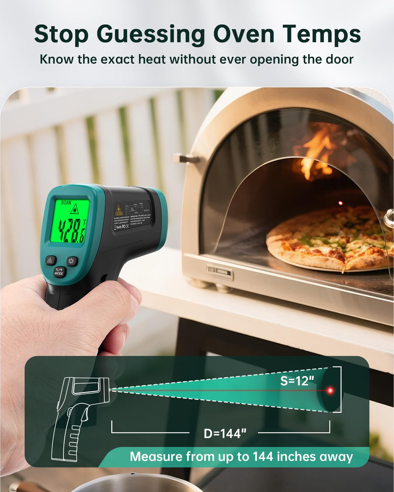 [Australia - AusPower] - ERICKHILL ROOKCORE Infrared Thermometer -50℃~600℃ Adjustable Emissivity Non-Contact Laser Thermometer Gun LCD Backlit Display -Compact Size for Vehicle Repair/Cooking/BBQ/Freezer/Food, Dark Green 
