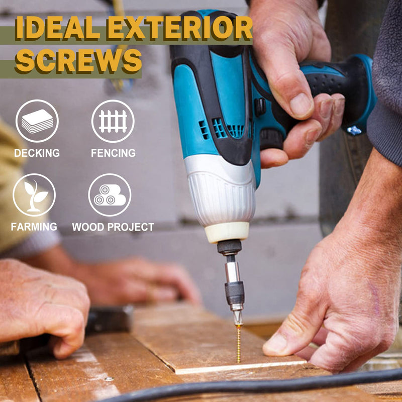 [Australia - AusPower] - LIONMAX Wood Screws 1-1/2 Inch, Deck Screws #8 x 1-1/2", 100 PCS, Rust Resistant, Epoxy Coated, Exterior Wood Screw, Outdoor Decking Screws, Torx/Star Drive Head, T25 Star Bit Included, Tan #8 x 1-1/2" 
