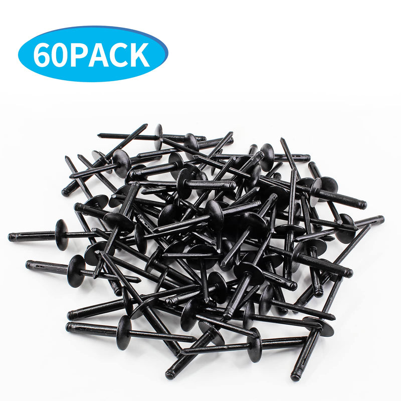 [Australia - AusPower] - 60 Pcs Aluminum Blind Rivets, 3/16 x 1 Pop Rivets Assortment, Black 3/16 x 1 