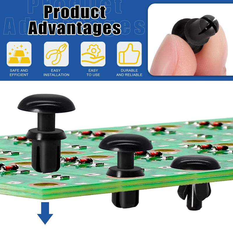 [Australia - AusPower] - Glarks 240pcs 8 Sizes Nylon Removable Push Head Fasteners Rivets 2MM 3MM 3.5MM 4MM 5MM Black Push Pin Clip Rivets Car Bumper Retainer Clips Bumper Shield Retainer Push-in Screw Bumper Push Rivet Clip 