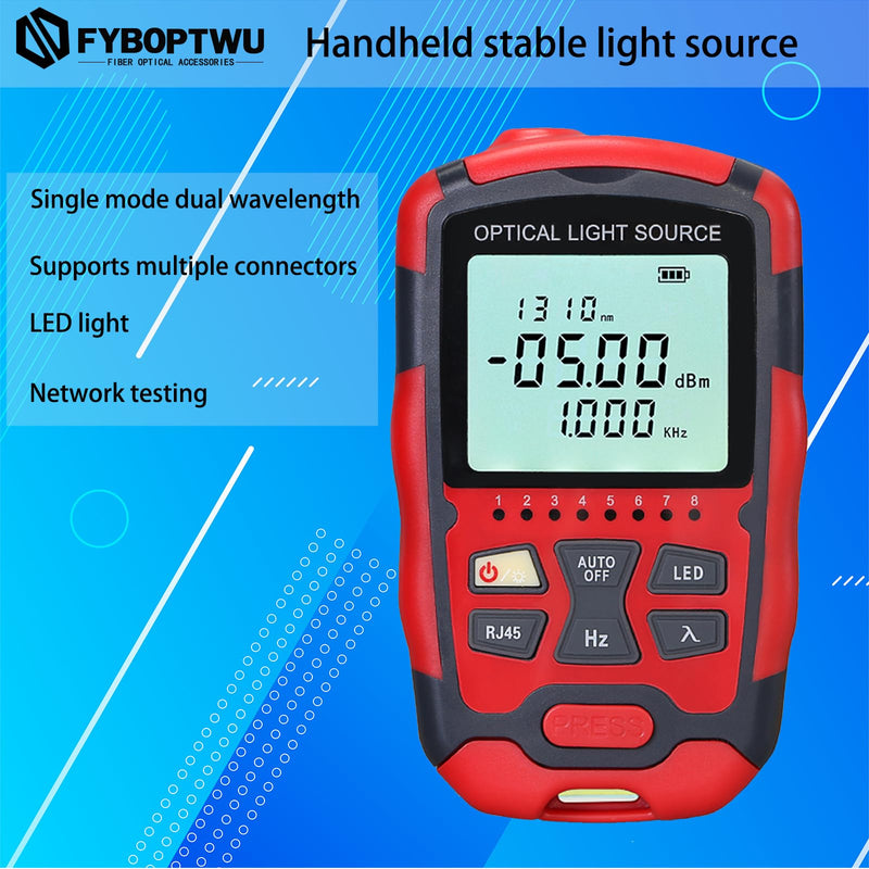 [Australia - AusPower] - Fiber Optical Light Source - Dual Wavelength 1310nm/1550nm, Single Mode, SC/FC/ST Universal Interface with RJ45 Power & Test Cable, Fiber Optic Cable Tester 