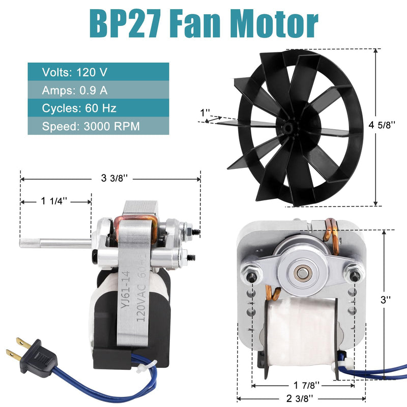 BP27 Fan Motor Replacement for Broan Nutone 663 688 678 671 659 662 668 670 689 669 663-C 688-C 663-E 688-E 678-C 678-D 678-F Bathroom Exhaust Fan Motor, S97012038 Ventilation Fans Motors, 50CFM 1 BP27 Vent Fan Motor
