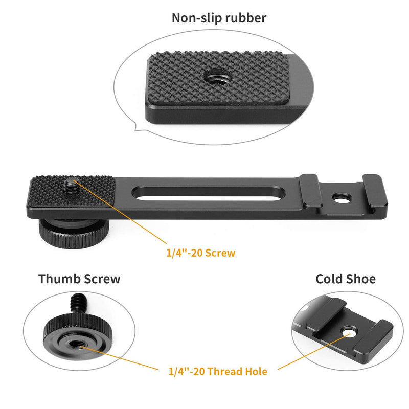 [Australia - AusPower] - ChromLives Cold Shoe Bracket Extension Bar, Hot Shoe Extension, Microphone Mount with 1/4'' Tripod Screw Compatible with Mirrorless Camera Vlogging Sony A6400 6300 6500 6000 Zhiyun 4 DJI Osmo Pocket 