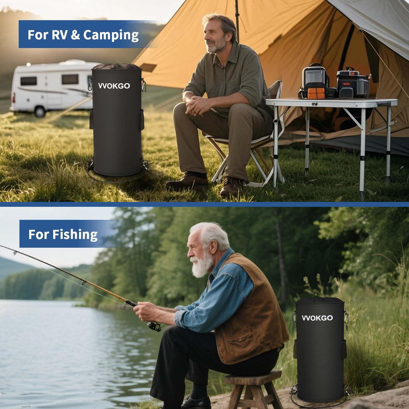 VVOKGO Portable Boat Trash Can with Odor-Resistant Design - Durable Marine Garbage Storage Bag for Boats, RV, Pontoon, Camping, Fishing - Includes 12 Clips