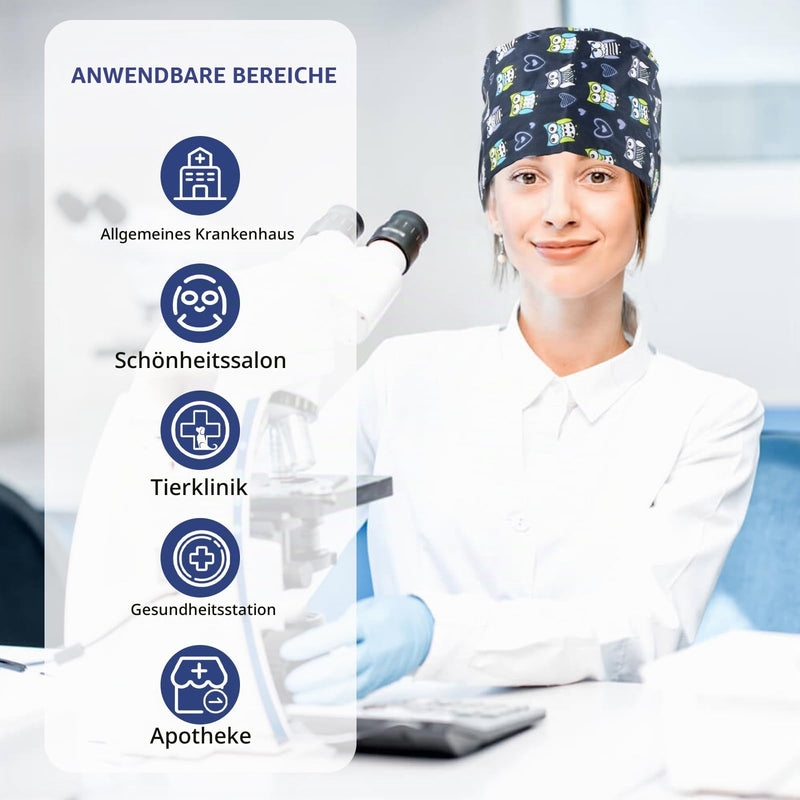 Surgical Cap Cotton Exfoliating Hat with Sweatband and Buttons Surgical Hat Dust Cap Adjustable Bandana Cap Chef Hat for Men and Women
