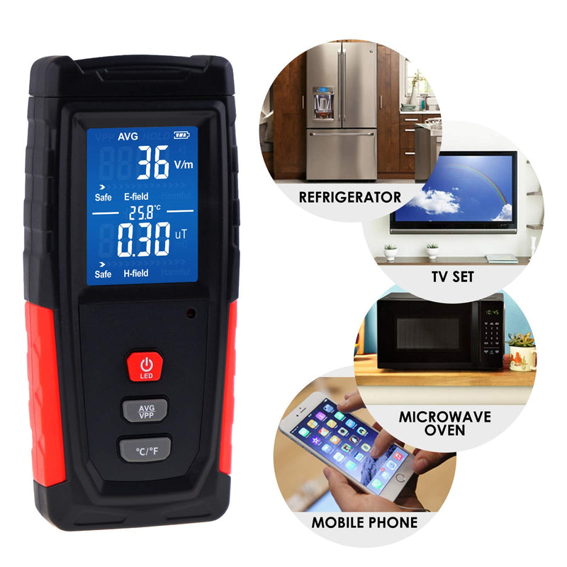 [Australia - AusPower] - EMF Meter, Handheld LCD Digital Radiation Detector for Electromagnetic Fields, EMF Meter Magnetic Field Rechargeable for Home, Office, Outdoor EMF Inspections Hand EMF Meter 