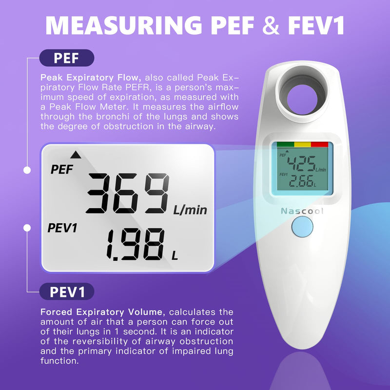 [Australia - AusPower] - Digital Peak Flow Meter,Home Medical with Tracking Software Manually Recording-Accurate&Reliable Spirometer for Asthma COPD Adult Kids 