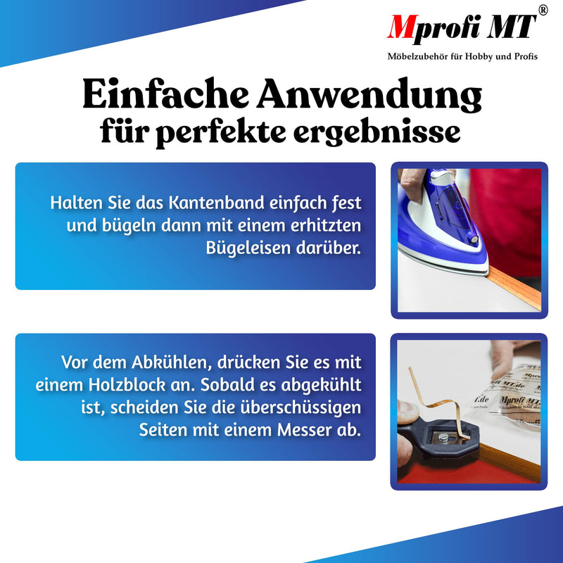 [Australia - AusPower] - Mprofi MT® Edge Band, Melamine Edging Tape, 17 mm x 5 m, Matt White Edge Band with Hot-Melt Adhesive, Iron-On Edge Band for Shelves and Furniture Panels – 099/17/5 