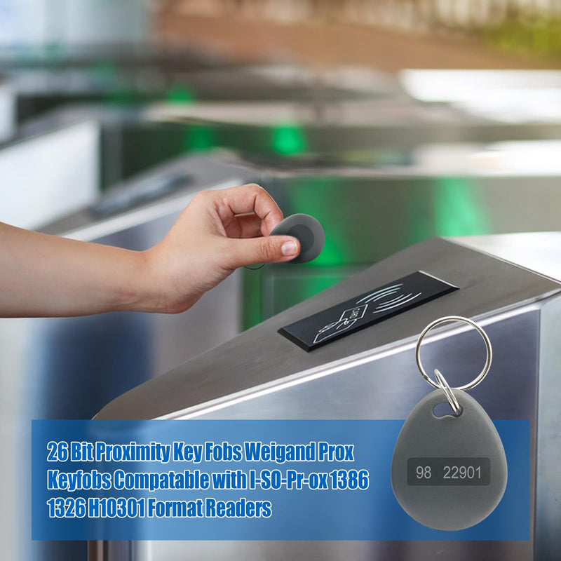 [Australia - AusPower] - 100pcs 26 bit Prox Keyfobs Proximity Fob Frequency 125KHZ HI-D Fit for Prox Key ISOProx 1386 1346 1386 1326 H10301 Format Card Readers & Vast Majority of Access Control Systems,Grey 