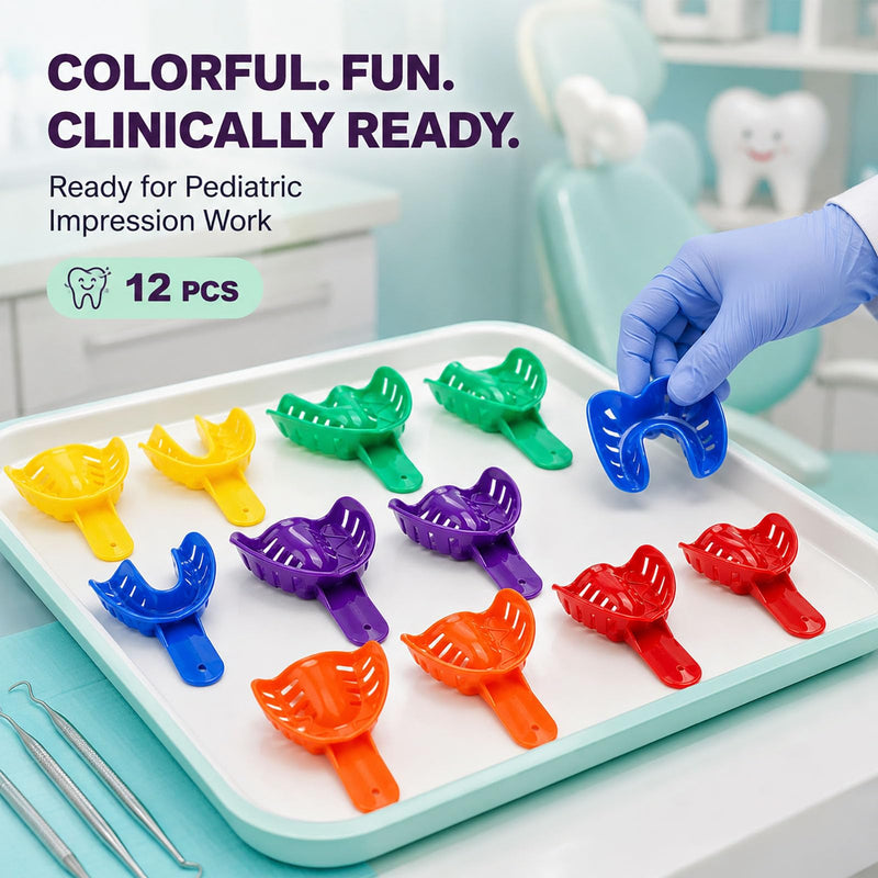 Dental Trays Set for Adults and Children, Plastic Dental Trays, Pack of 12 | Whitening Teeth Whitening Splint, Perforated Impression Spoon, Precision Imprint Set for Teeth & Dental Impression