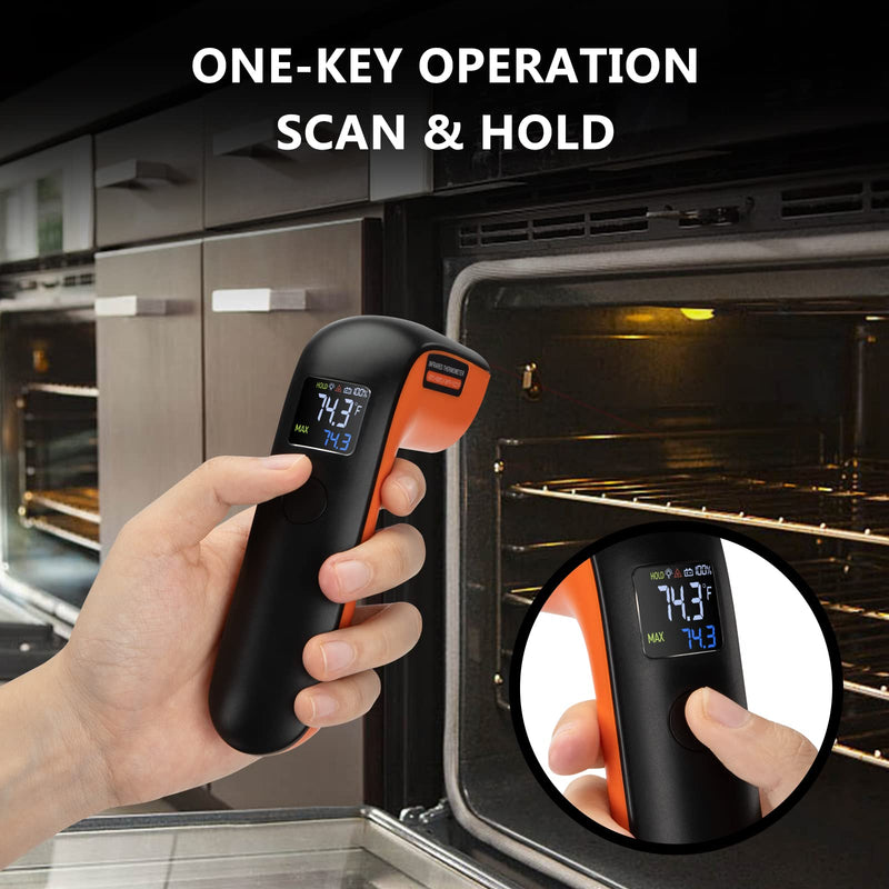 [Australia - AusPower] - Rechargeable Infrared Thermometer Gun for Cooking -58?~1022?| Inkbird Colorful Display Digital Laser Temperature Gun for Pizza Oven Grill Kitchen Home Repairs with Max Measure (NOT for Human) Rechargeable 1 Laser - 12:1 