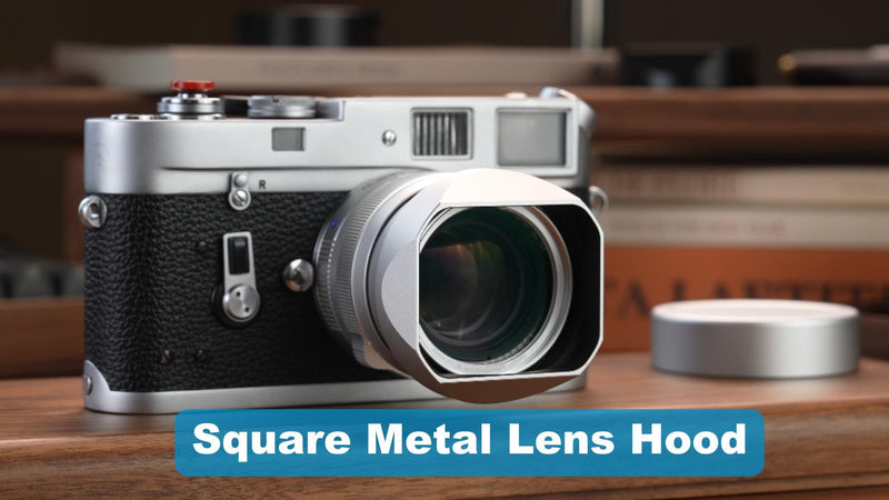 Hagoe Metal Square Lens Hood with Cap for Voigtlander Nokton 28mm F1.5 35mm F1.4 40mm F1.4 VM for Zeiss 2/50 Biogon T* 2/35 ZM Lenses, 43mm UV Compatible,Replaces Bayonet LH-6,Silver Silver