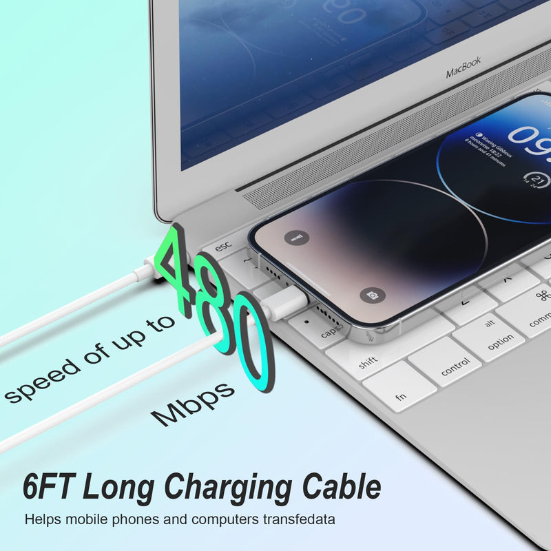 [Australia - AusPower] - Phone 15 Charger [MFi Certified] 2 Pack 20W USB C Fast Wall Charger Block with 2 Pack 6 FT USB-C to C Cable for iPhone 15/iPad Series, Galaxy, AirPods Pro 6FT 