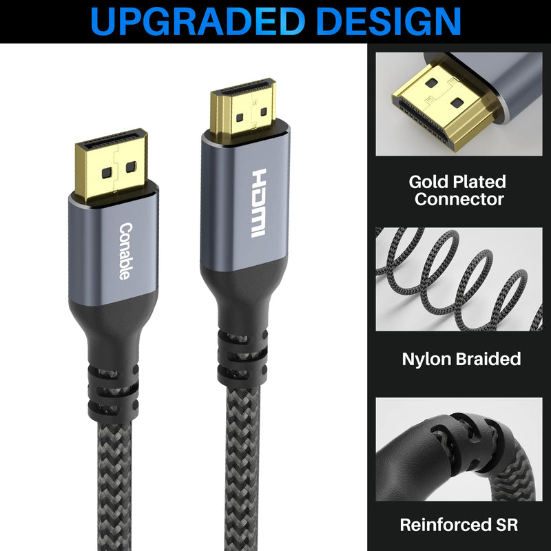 4K DisplayPort to HDMI Cable 20FT, 4K@60Hz HDR, High Speed Active Display Port to HDMI Cable UHD Converter, Uni-Directional, 4K@60Hz 2K@120Hz 1080P for HDTV, Monitor, Projector, Dell, NVIDIA, AMD, HP 20 Feet