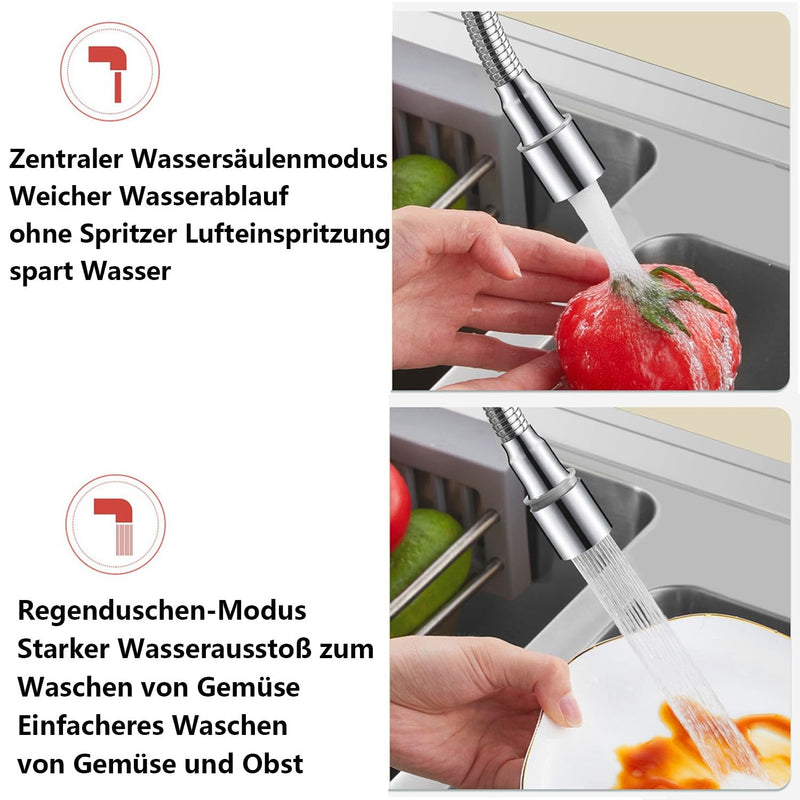 [Australia - AusPower] - QZKJQDD Tap Extension 50 cm, 360 Degree Swivel, 2 Modes Water Outlet, Stainless Steel, Polished, Perfect for Kitchen, Bathroom & More Adjustable - 2. Gear rotation adjustment: 50 cm 