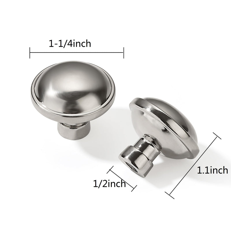 10 Pack Kitchen Cabinet Knobs - 1-1/4 inch, Brushed Satin Nickel Zinc Round Knobs and Drawer Pulls for Dresser Drawers Knob Brushed Nickel 10