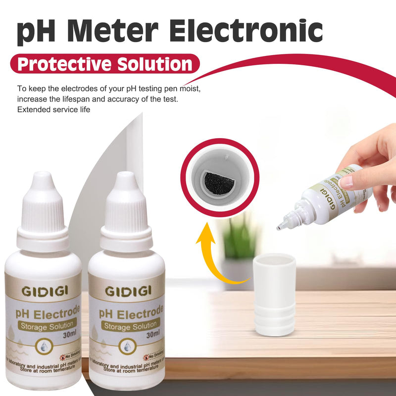 [Australia - AusPower] - Replacement pH Probe with 2 * 250ml pH 7.0 Buffer Solution for GIDIGI Simultaneously Display pH Meter, pH Electrode with 56.2mS/cm 35 PPT EC Calibration Solution and pH Storage Solution for GX-A05 
