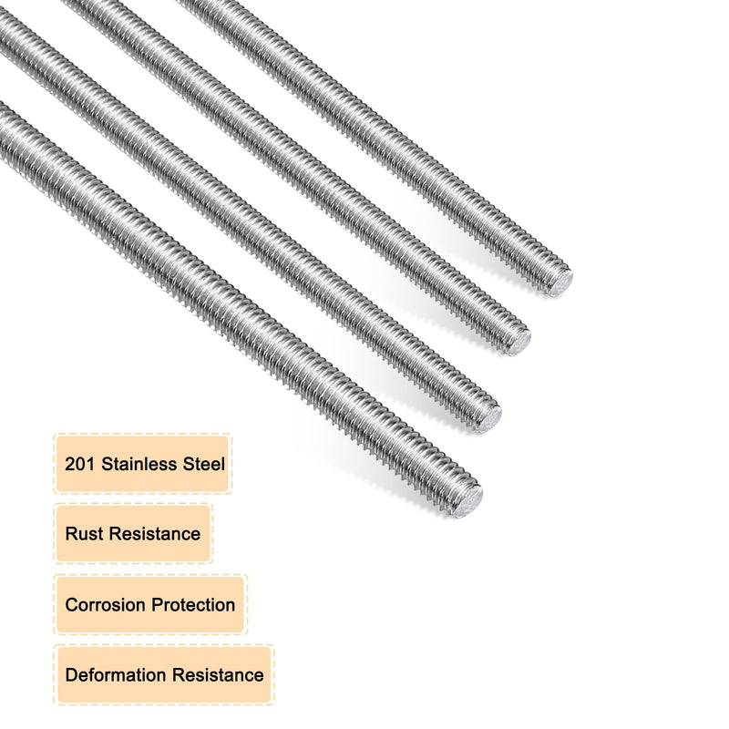 [Australia - AusPower] - uxcell 8pcs 6 Inch M4 Stainless Steel Threaded Rods with 16pcs Hex Nuts and Washers for Garden Stake Decoration, DIY Crafts, Industrial Use, Construction, Furniture Assembly, Landscaping 8 