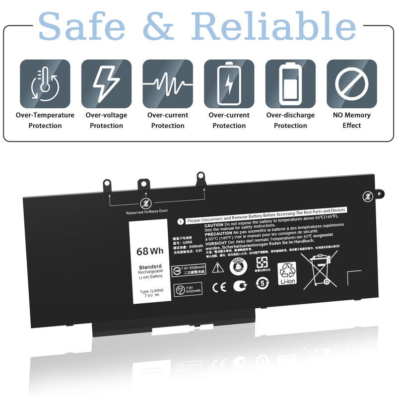 [Australia - AusPower] - 68WH GJKNX Dell Battery Replacement for Dell Latitude 5480 5580 5280 5288 5488 5590 5591 5490 5491 5495 E5480 E5580 E5490 E5590 Precision 15 3520 3530 Series GD1JP DY9NT 5YHR4 451-BBZG 7.6V 4-Cell GJKNX Battery 
