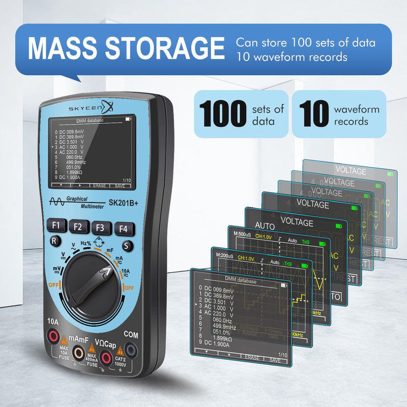 [Australia - AusPower] - SK201B+ Intelligent Graphical Digital Oscilloscope Multimeter 2 in 1 with 2.4 Inches Color Screen 1MHz Bandwidth 2.5Msps Sampling Rate for DIY and Electronic Test 