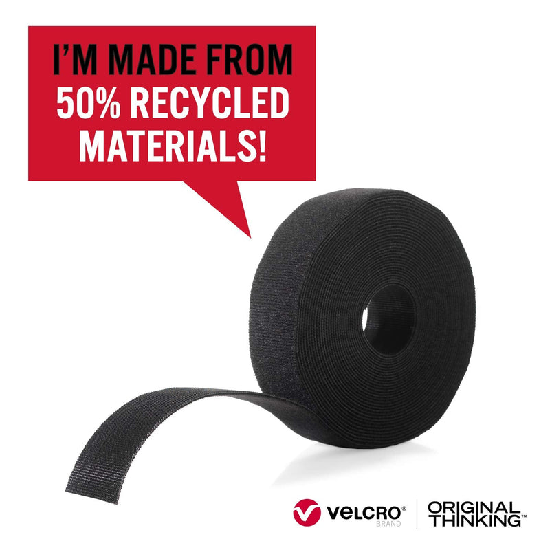 [Australia - AusPower] - VELCRO Brand ECO Collection Cut to Length Straps, Double Sided Roll 10ft x 1in, Sustainable 50% Recycled Material, Black 