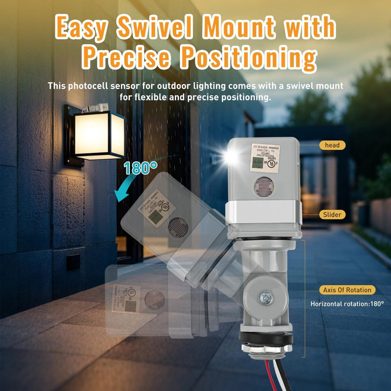 [Australia - AusPower] - 2 Pack Photocell Sensor for Outdoor Lights, 120VAC Dusk to Dawn Photocell Switch, IP54 Waterproof for Yard, Parking Lot, Street 2PC 