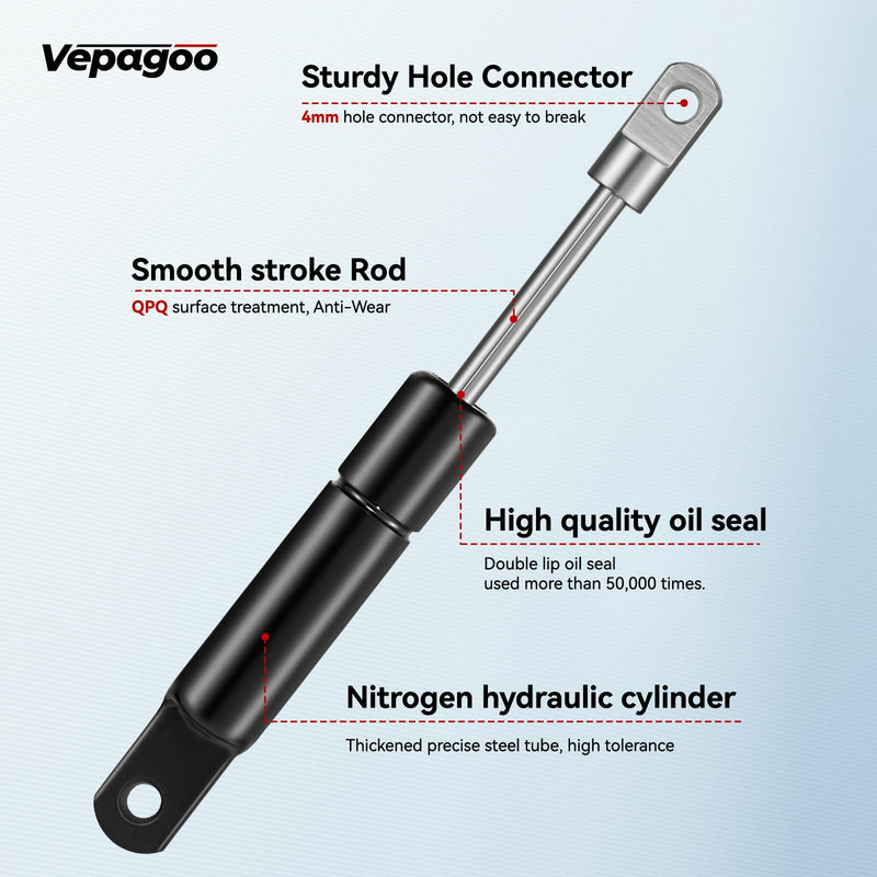 [Australia - AusPower] - Vepagoo 4 Inch 5Lb/22N Gas Struts Spring Shocks Cabinet Door, 4 mm Hole Connector Mini Lift Supports for Cabinet Furniture Hinged Flip-up Door Storage Toy Tool Boxes, Set of 2 