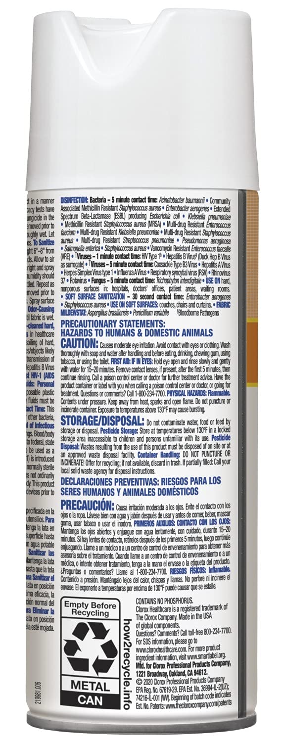 [Australia - AusPower] - CloroxPro Healthcare Citrace Hospital Disinfectant & Sanitizer Aerosol Spray, Healthcare Cleaning and Industrial Cleaning, Clorox Disinfecting Spray, Citrus, 14 Ounces - 49100 