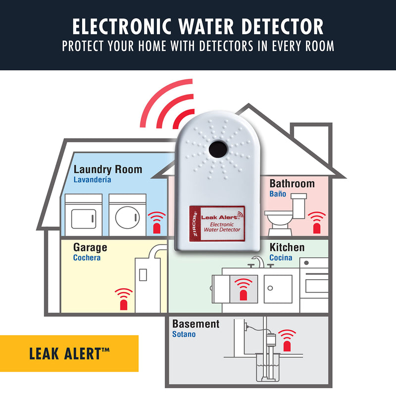 [Australia - AusPower] - Zircon Leak Alert Electronic Water Leak Detector & Flood Sensor Alarm with 90dB Audio Dual Leak Alarms, 1 Pack,White Audio Only 