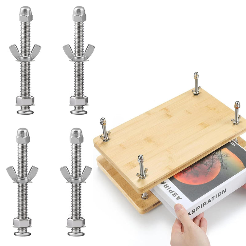 [Australia - AusPower] - Book Binding Press Screw Set, 8 PCS M6 Screws for Book Press with Nuts Butterfly Wrenches and Washers, Essential for Making Paper Crafts 