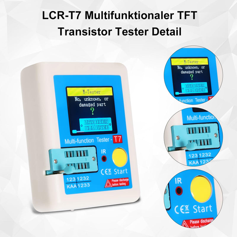 LCR-T7 Transistor Tester AYWHP Multifunctional TFT Transistor Tester with Full Color Graphic Display Rechargeable Multifunction ESR LCR Transistor Meter for Diodes Triodes Capacitor Resistance
