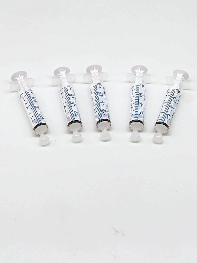 [Australia - AusPower] - 10ML UltraFlo Oral Syringe with Cap - Eccentric Tip - 2 Teaspoon - 10cc O-Ring Plunger Rod - QTY 5 