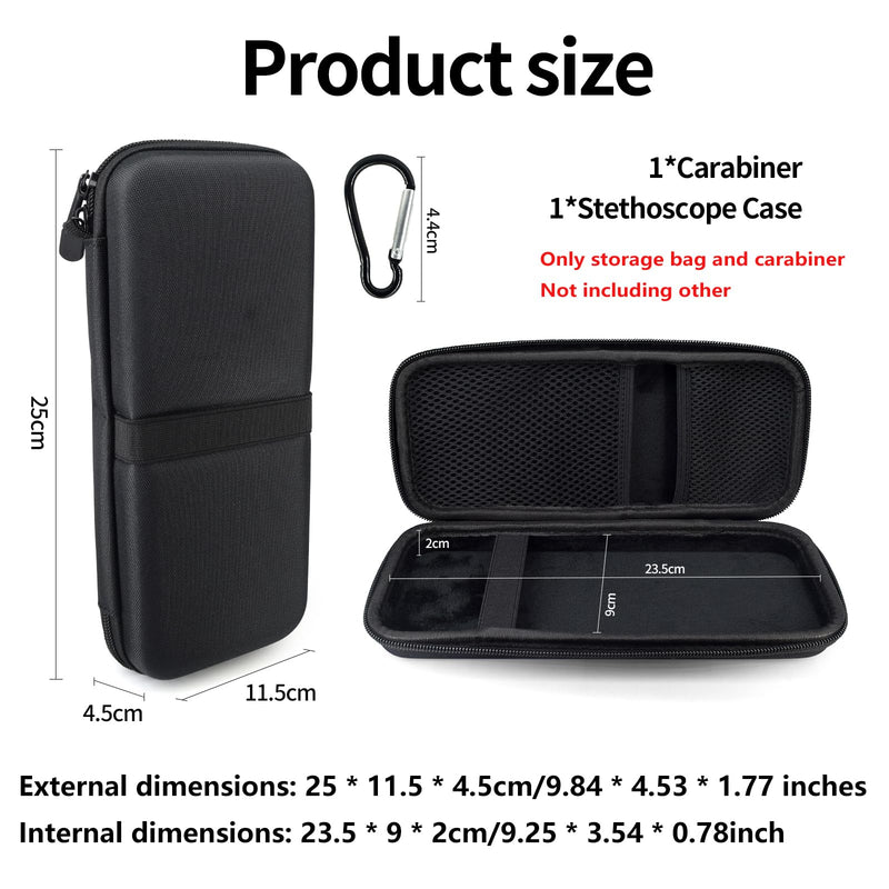 [Australia - AusPower] - Hard Stethoscope Case,EVA Stethoscope Bag Carrying Case Fit for Home Medical Nurses Doctor Stethoscope and Accessories(Black) Black 