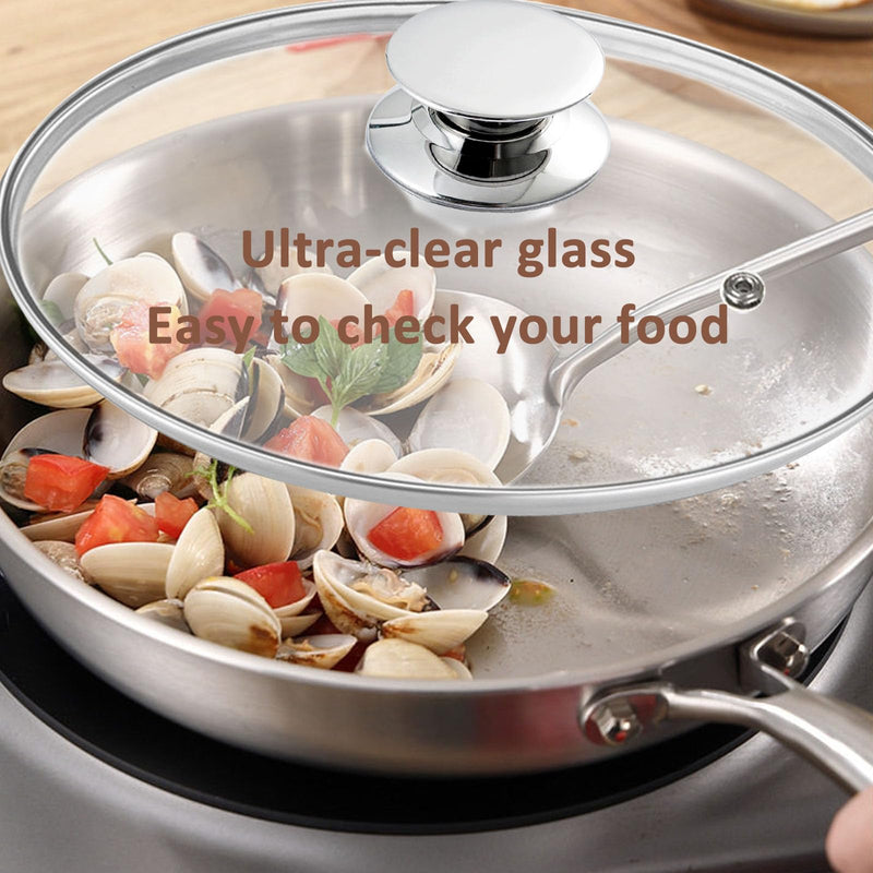 Glass Lids for Pots and Pans, 8, 11, 12, 12.6 Inch Pan Covers for Cookware, Tempered Glass Lid for Replacement, Dishwasher Safe & Microwave Oven Safe (13.5 Inch) 13.5 Inch