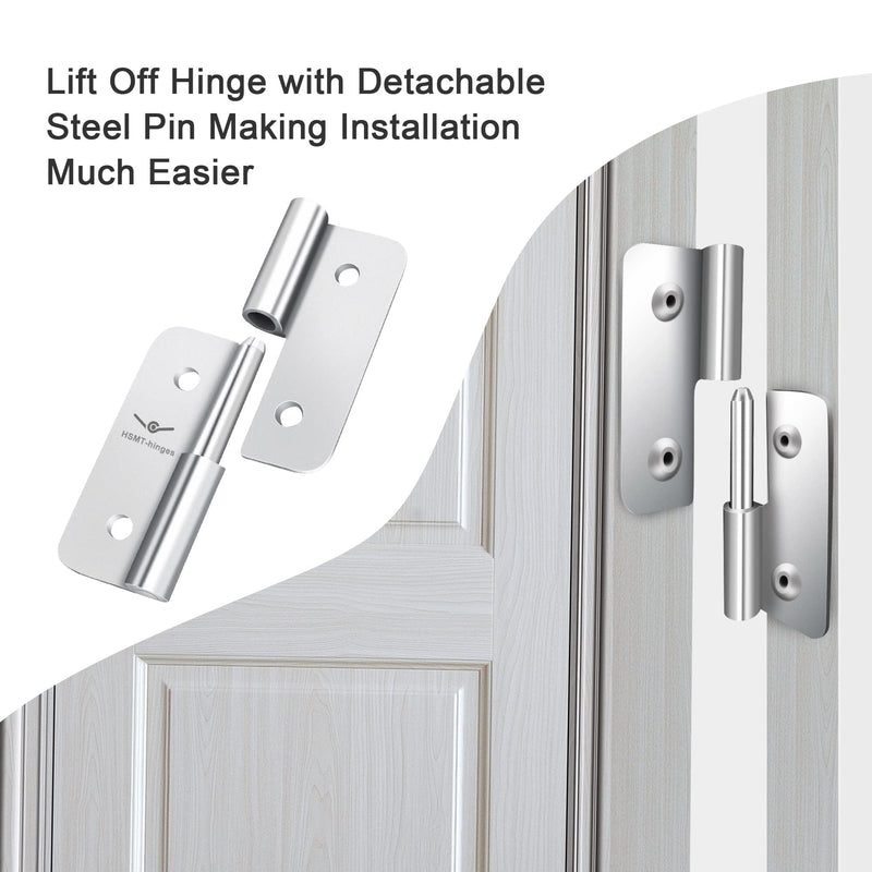 [Australia - AusPower] - 2.5 Inch Lift Off Hinges, 304 Stainless Steel Small Slip Joint Flag Hinges, Removable Hinges for Wooden Metal Doors, Cabinet Doors, Metal Boxes and More (Left Handed, 4 PCS) 2.5 inch-4 Pack Stainless Silver-LEFT HANDED 