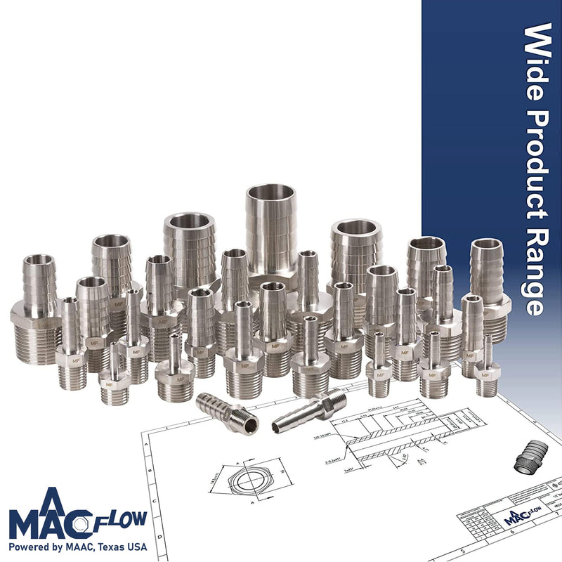 [Australia - AusPower] - Stainless Steel Barb Barbed Hose Fitting 1/8" Hose ID Barb to 1/8" Male NPT (Thread OD 0.34") Adaptor Connector (Pack of 1) 1/8" Barb x 1/8" Male NPT Pack of 1 