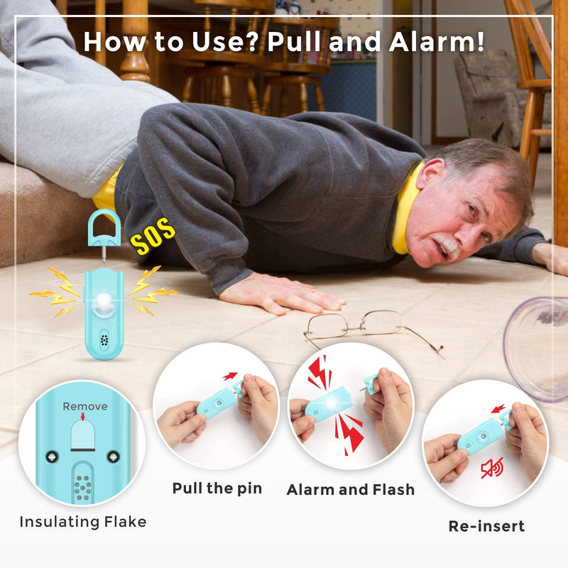 [Australia - AusPower] - Personal Safety Alarm for Women Girls, 130dB Loud Siren with SOS Light, Flashlight, 1000ft Audible, Double Speakers Help Kids, Elderly Emergency Call, Alert Panic Button Self Defense Devices Blue 