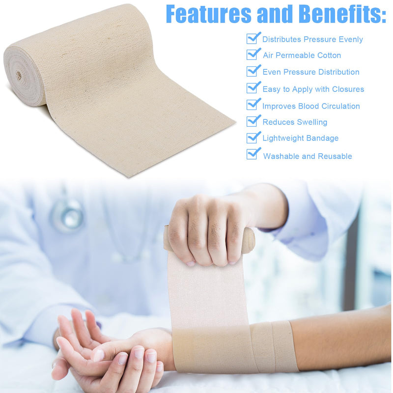 [Australia - AusPower] - Geiserailie 10 Pcs Short Stretch Compression Bandage Stretched Wrap Bandage Lymphedema Wraps for Legs Ankle Leg Swelling Edema (10cm X 5m) 10cm x 5m 