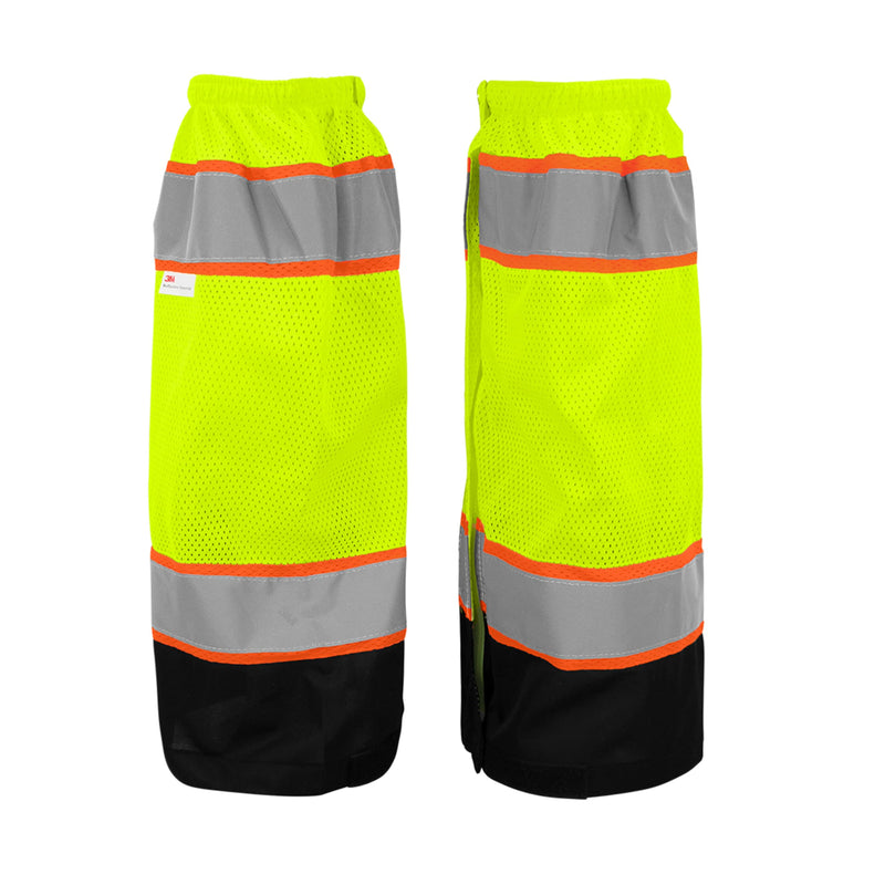 GGS Leg Gaiters - High Visibility Mesh with Reflective Tape, Lightweight Safety Gear for Hunting, Construction/Roadwork, Outdoor Projects, Universal Fit, Yellow/Green Mesh Polyester High-visibility Yellow/Green