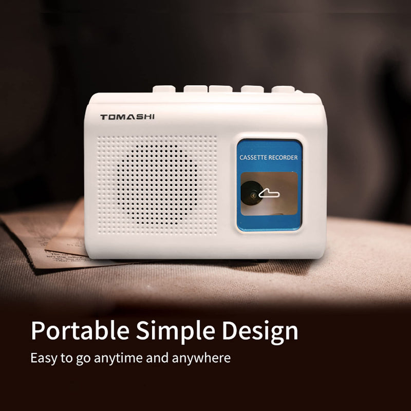 [Australia - AusPower] - Portable Cassette Player Tape Recorder Walkman with Built-in Speaker,Microphone,Headphone Jack-, 4.57 x 3.54 x 1.38inch white 