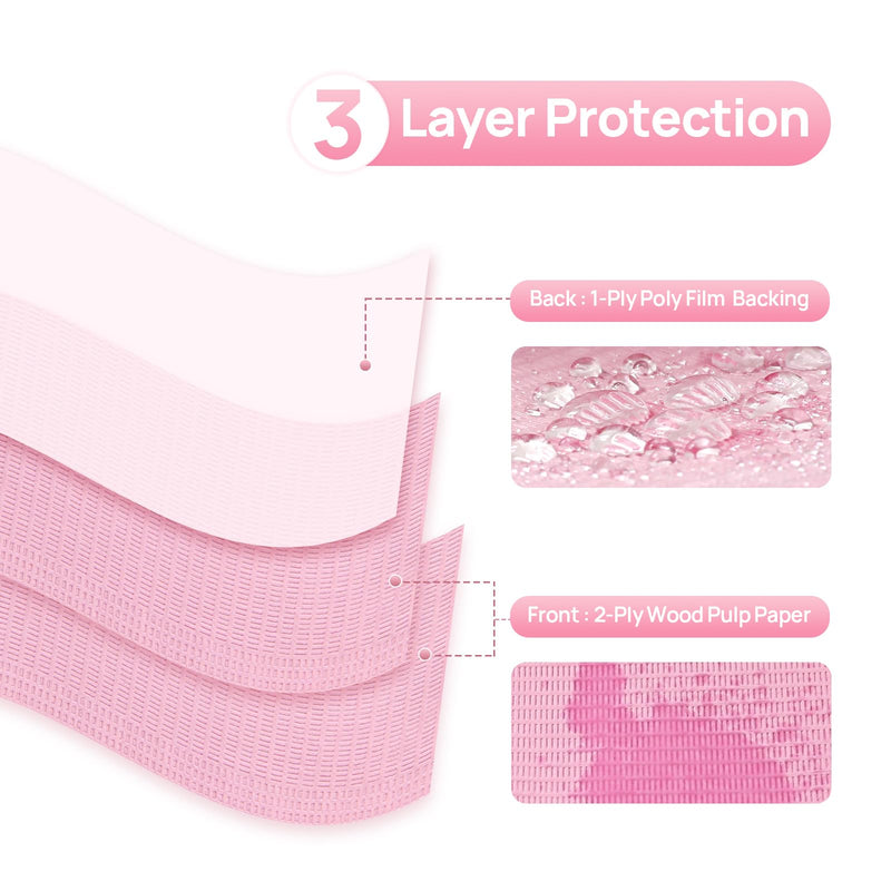 [Australia - AusPower] - JMU Pink Dental Bibs, 50 Pack 3-Ply Waterproof Disposable Dental Bibs 13"x18" for Dental Clinic, Tattoo Shop, Nail Salon 13"x18" 