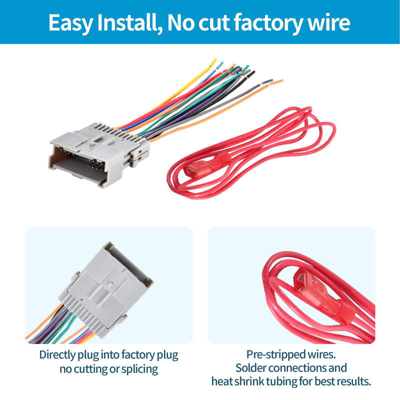 [Australia - AusPower] - RED WOLF Radio Wring Harness Male Female Plug Fit for 2003-2007 GMC Chevy Silverado, 2005-2009 Buick Lacrosse Install Aftermarket Stereo Wire Cable Adapter Adaptor Plug Kit Male & female plug 