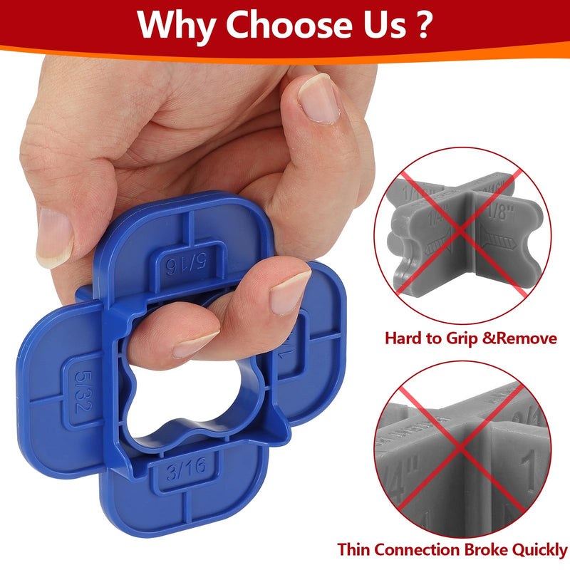 24 Packs 4-in-1 Multi-Size Deck Spacers Tool (5/32", 3/16", 1/4", 5/16") for Composite, PVC, Hardwood & Pressure Treated Decking Board - Red & Blue Options, Easy-to-Use Deck Board Spacers Gap Tool 24