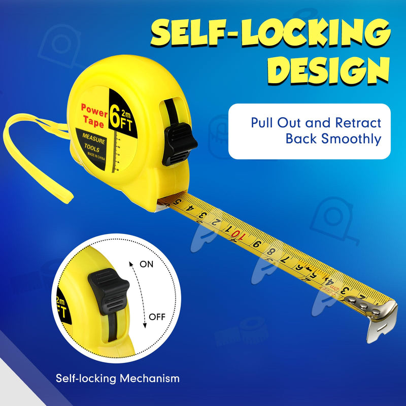 [Australia - AusPower] - Xuhal 48 Pcs 6 ft Mini Tape Measure Bulk Measuring Tape Imperial and Metric Pocket Self Locking Easy to Read with Inches and Centimeters for Designer Decorator 