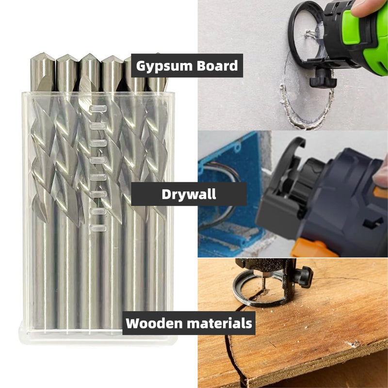 12 Pieces 1/4 Inch Drywall Cutting Tools Guide Point Cutting Bits,HSS65(M2) Materials Drill Bits, Cutting Drywall, Used for with Spiral Saw and Power Tools 12pcs 1/4"