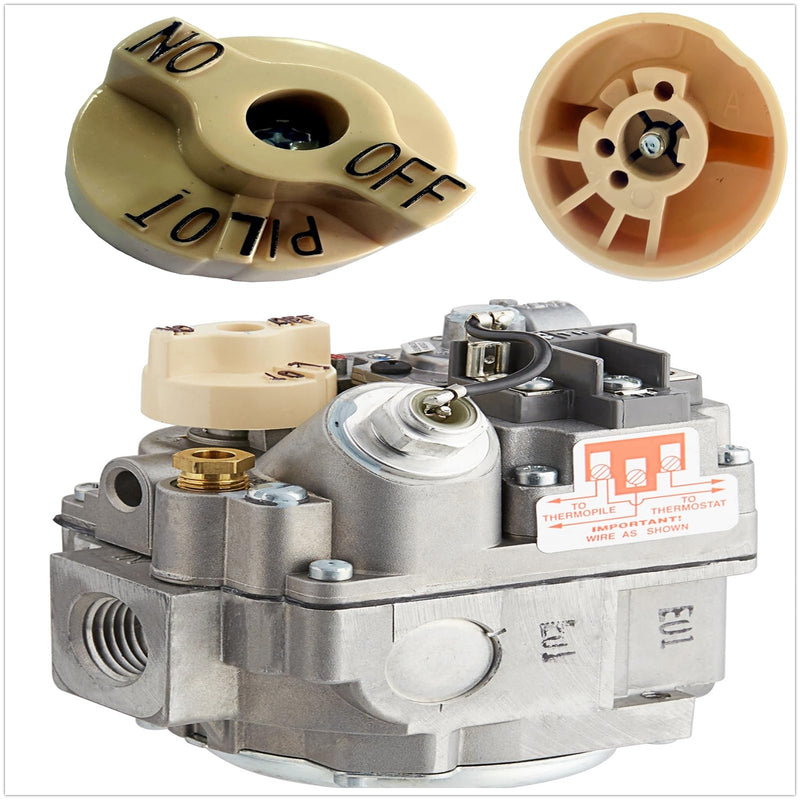 [Australia - AusPower] - MCAMPAS 2 Pack Control Valve Beige Pilot Dial Knob and 200-400°F Thermostat Knob for Fryers, Range, Braising 