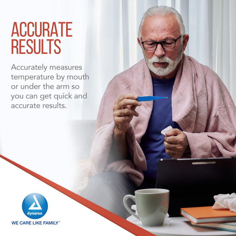 [Australia - AusPower] - Dynarex Oral Digital Thermometer for Fever with Flexible Tip, Accurate Medical Indicator with Alarm for Adults and Kids (Pack of 12) 