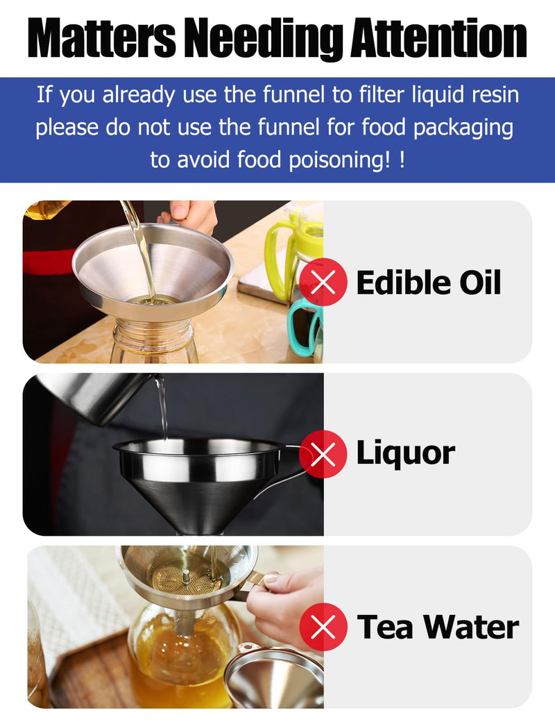 [Australia - AusPower] - Resin Funnel, Resin Filter Funnel with Strainer 3D Printer Stainless Steel Resin Funnel for Filtering and Recycling UV SLA/DLP/LCD Photosensitive Resin, with Cleaning Brush 